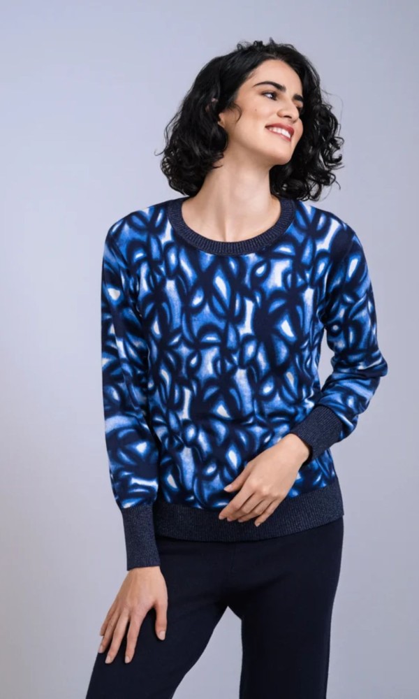 Μπλούζα Εμπριμέ Σε Μπλε Αποχρώσεις