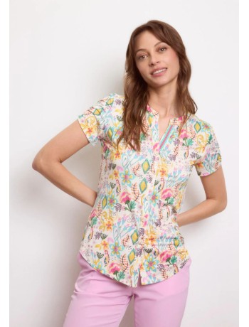 Μπλούζα Floral Με Κοντό Μανίκι