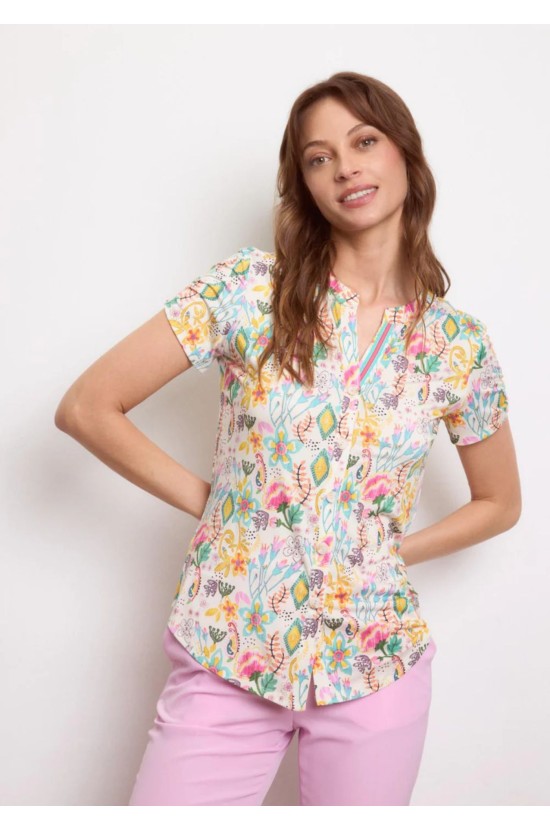 Μπλούζα Floral Με Κοντό Μανίκι Μπλούζα Floral Με Κοντό Μανίκι