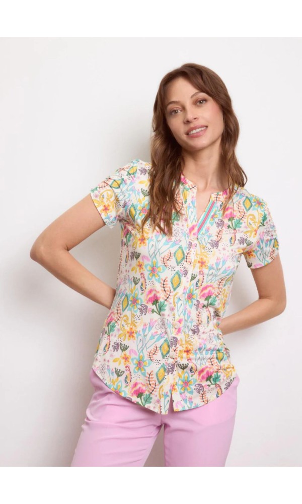 Μπλούζα Floral Με Κοντό Μανίκι