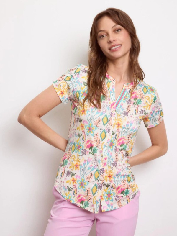 Μπλούζα Floral Με Κοντό Μανίκι