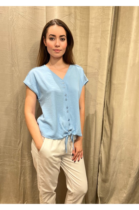 Light Blue Blouse With Design