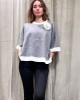 Grey Blouse With White