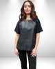 Black Leatherette Blouse with Animal