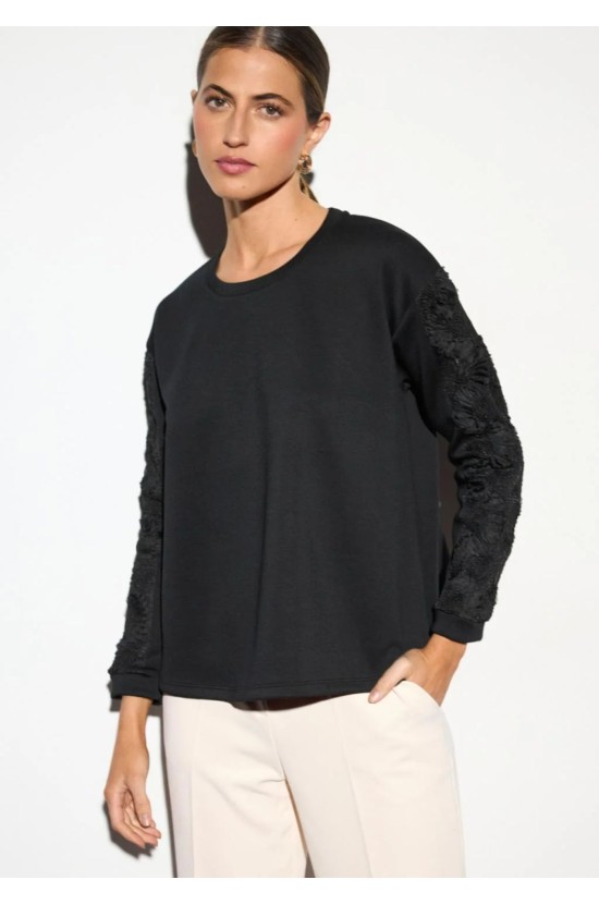 Black Blouse with Lace on the Sleeves