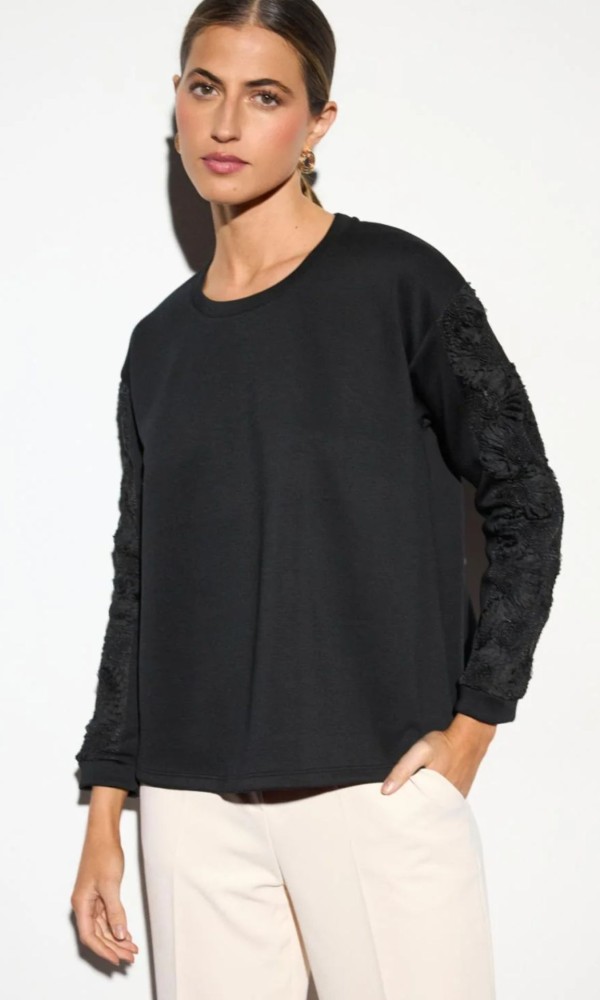 Black Blouse with Lace on the Sleeves