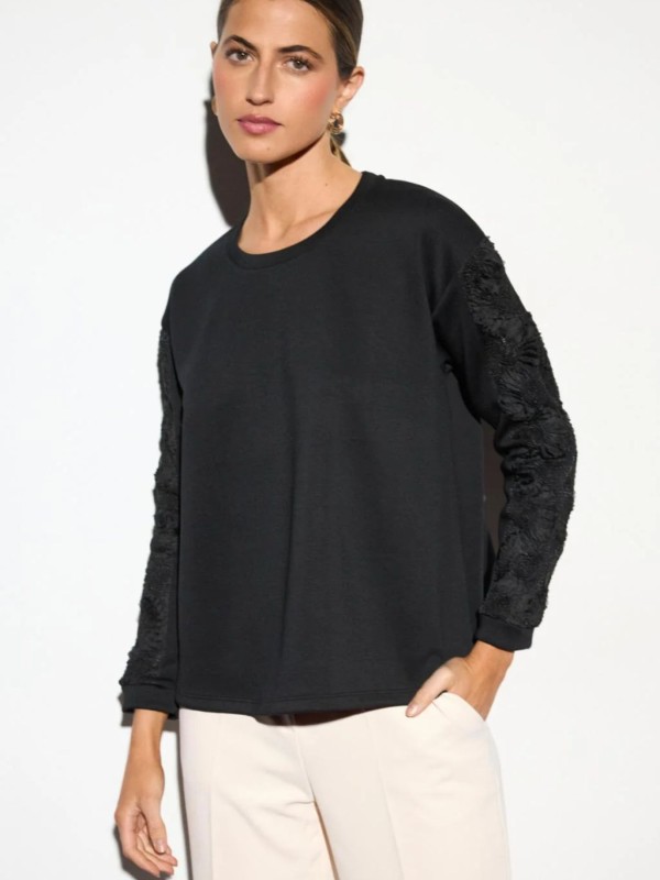 Black Blouse with Lace on the Sleeves