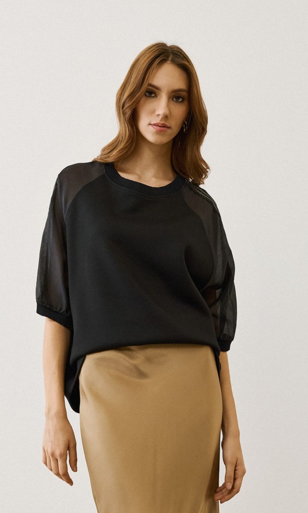 Μπλούζα Μαύρη Με Διαφάνεια 