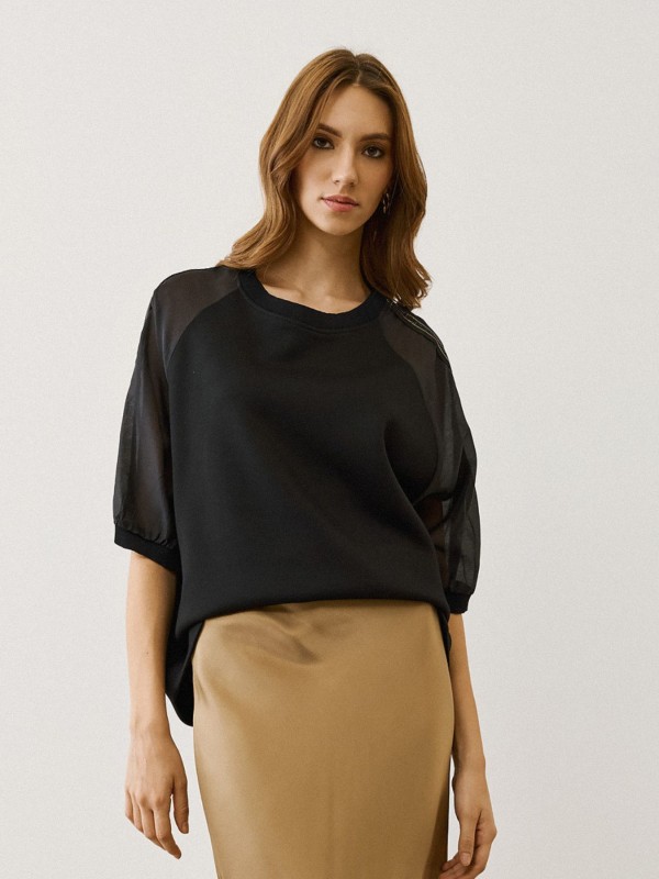 Black Blouse With Transparency  Black Blouse With Transparency