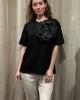 Blouse Black With Big Flower