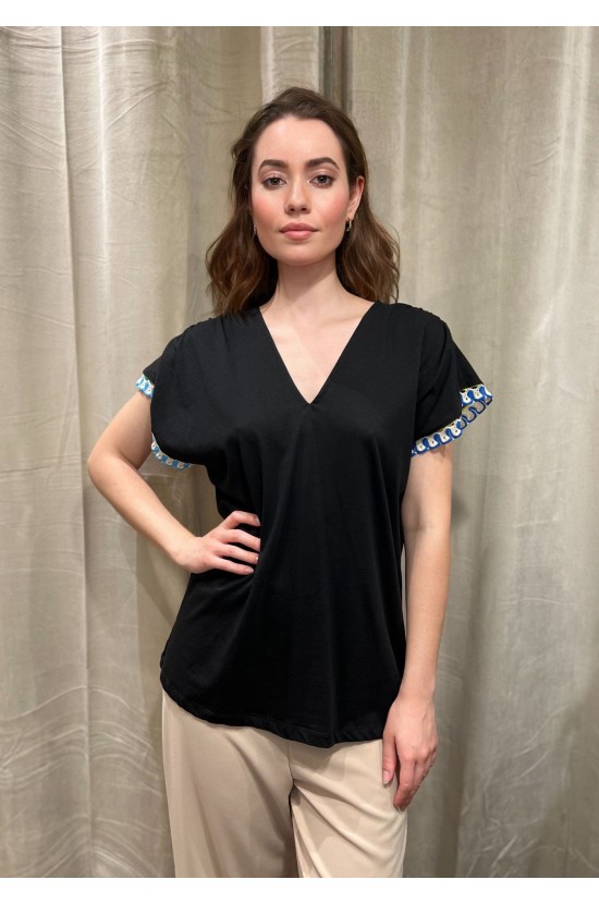 Black Blouse With V