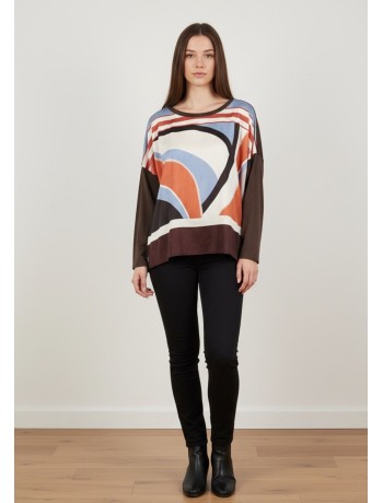 Μπλούζα  Με Abstract Print Σε Γήινες Αποχρώσεις