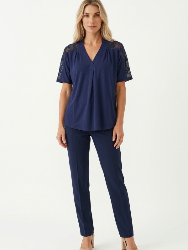 V-neck Blouse with Lace