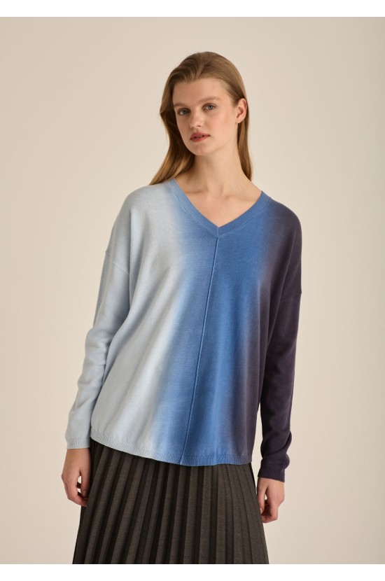 Blouse With V Light Blue