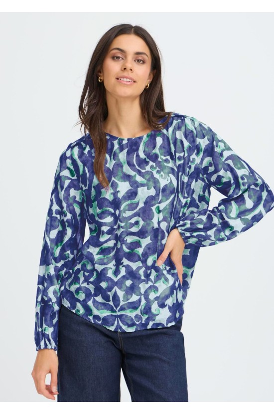 Μπλούζα Μπλε Με Εμπριμέ Σχέδιο