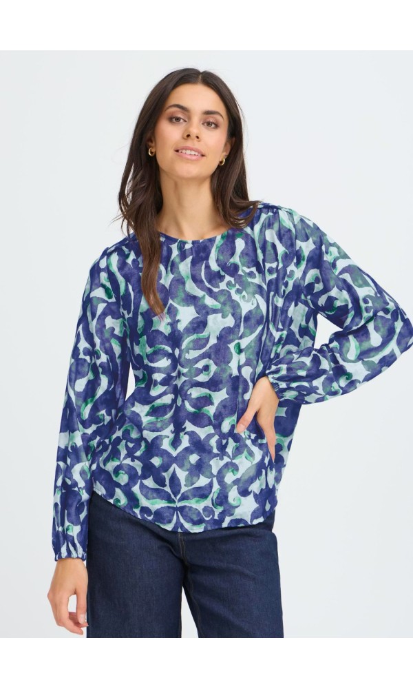 Μπλούζα Μπλε Με Εμπριμέ Σχέδιο