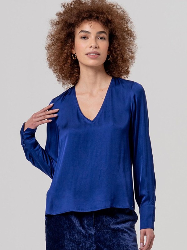 Blue Satin Blouse