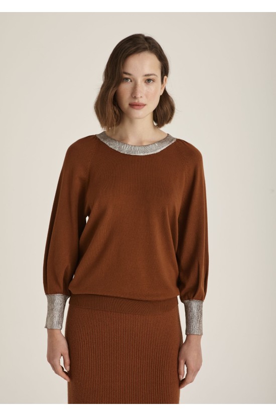 Knitted Blouse Brown with Silver 