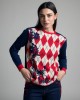 Knitted Blouse with Rhombus Patterns Knitted Blouse with Rhombus Patterns