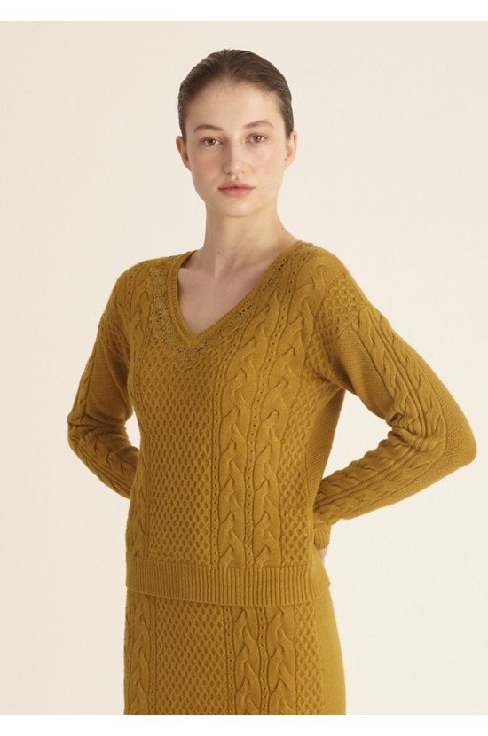 Knitted blouse " Olive" With V
