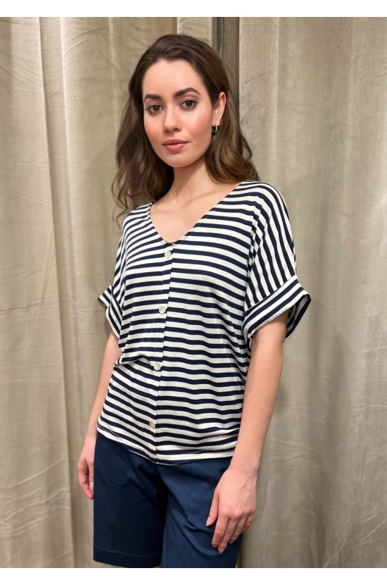 Striped Blouse With V