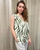 Satin blouse Ecru- Olive green