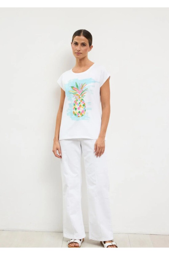 Λευκό T-Shirt Με Tropical Print