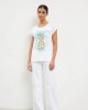 Λευκό T-Shirt Με Tropical Print