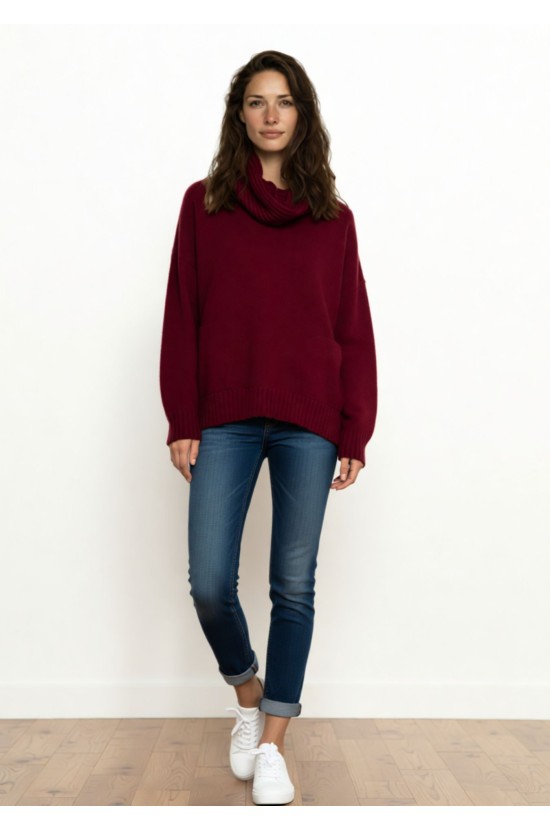 Oversized Πλεκτή Μπλούζα με Ζεστό Λαιμό Oversized Πλεκτή Μπλούζα με Ζεστό Λαιμό