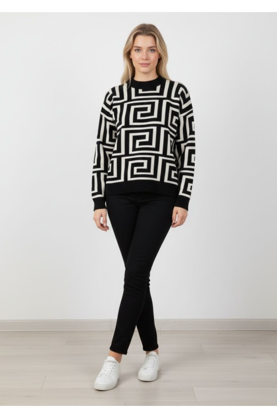Knitted Blouse With Geometric Pattern Knitted Blouse With Geometric Pattern
