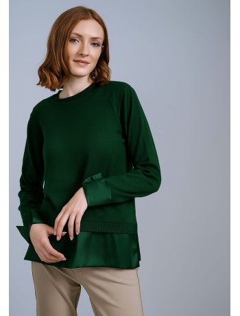 Πράσινη Μπλούζα με Σατινέ Τελείωμα