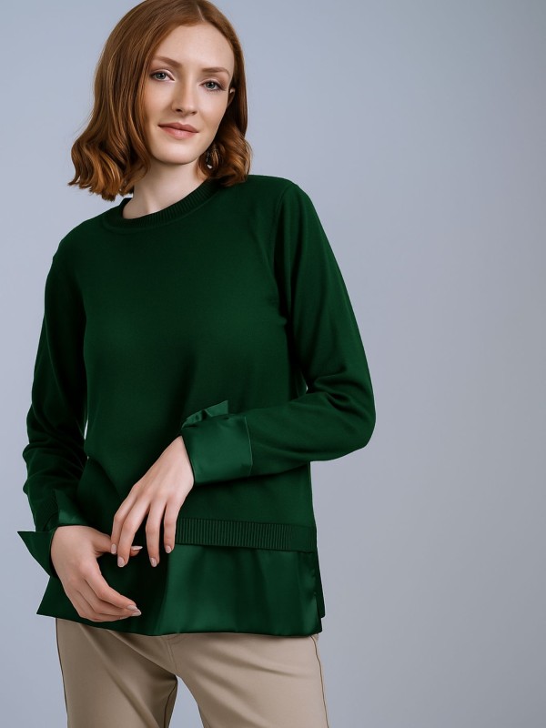 Green Blouse with Satin Finish