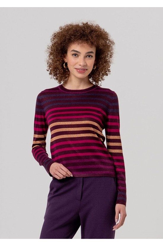 Striped Purple-Bordeaux Blouse Striped Purple-Bordeaux Blouse