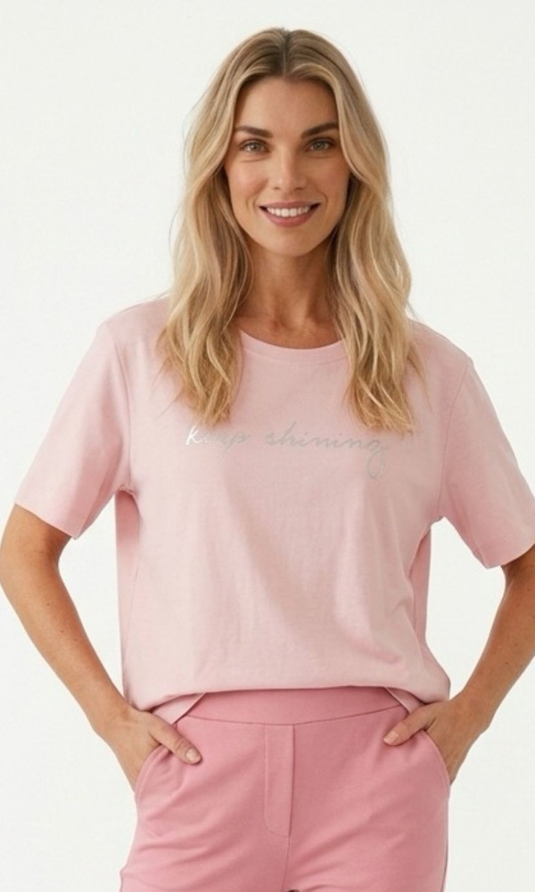 Ροζ T-shirt Mε Minimal Print