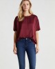Σατέν Μπορντό Μπλούζα με Λάστιχο Λαιμό Σατέν Μπορντό Μπλούζα με Λάστιχο Λαιμό