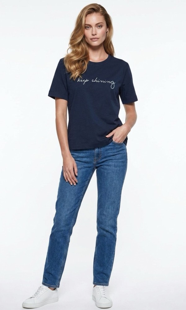 Μπλε T- Shirt Με Minimal Print