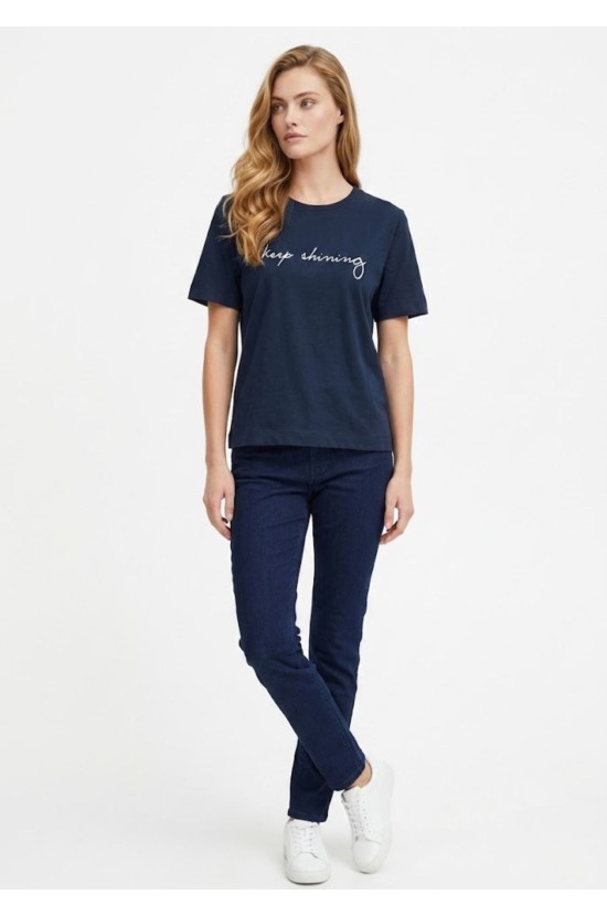 Μπλε T- Shirt Με Minimal Print