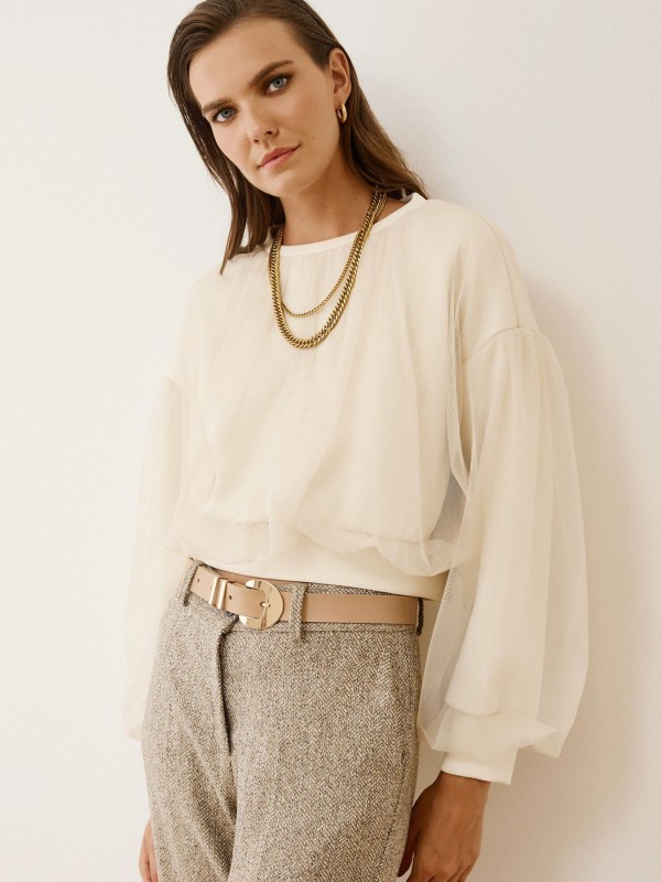 Ecro Airy Blouse with Transparency Ecro Airy Blouse with Transparency