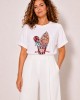 White Blouse with Ice Cream Design Made of Sequins White Blouse with Ice Cream Design Made of Sequins