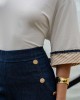 White T-Shirt with Striped Sleeves White T-Shirt with Striped Sleeves