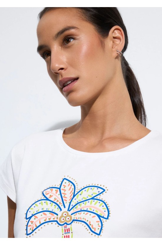 Λευκή Μπλούζα Με Tropical Print Λευκή Μπλούζα Με Tropical Print