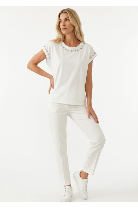 Λευκό T-shirt με Διακοσμητικές Λεπτομέρειες