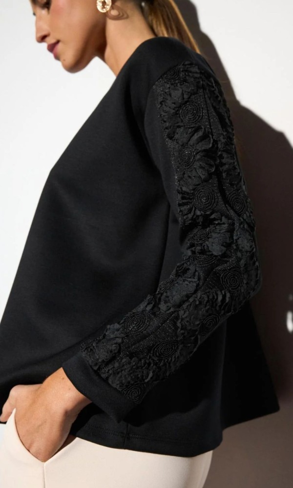 Black Blouse with Lace on the Sleeves Black Blouse with Lace on the Sleeves