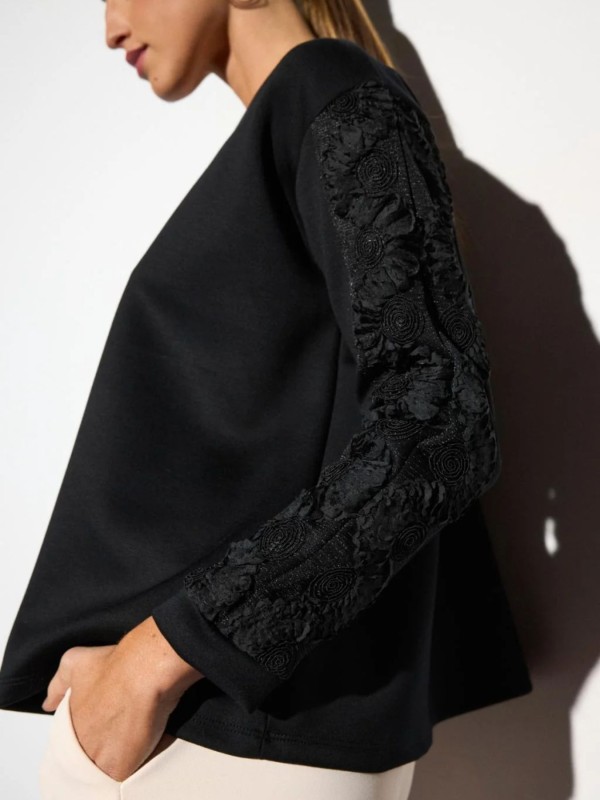 Black Blouse with Lace on the Sleeves