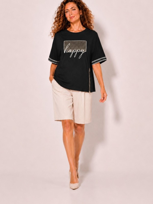 Black Blouse with Side Zipper