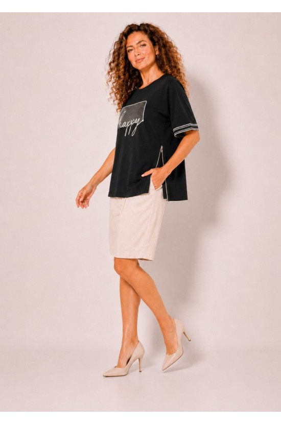 Black Blouse with Side Zipper