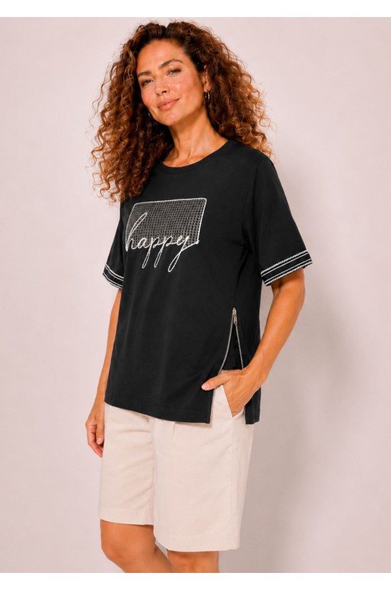 Black Blouse with Side Zipper