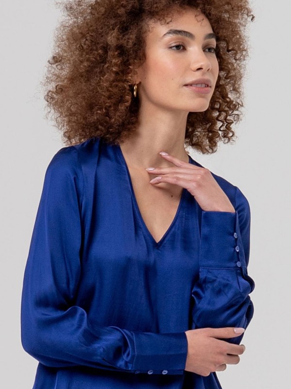 Blue Satin Blouse Blue Satin Blouse