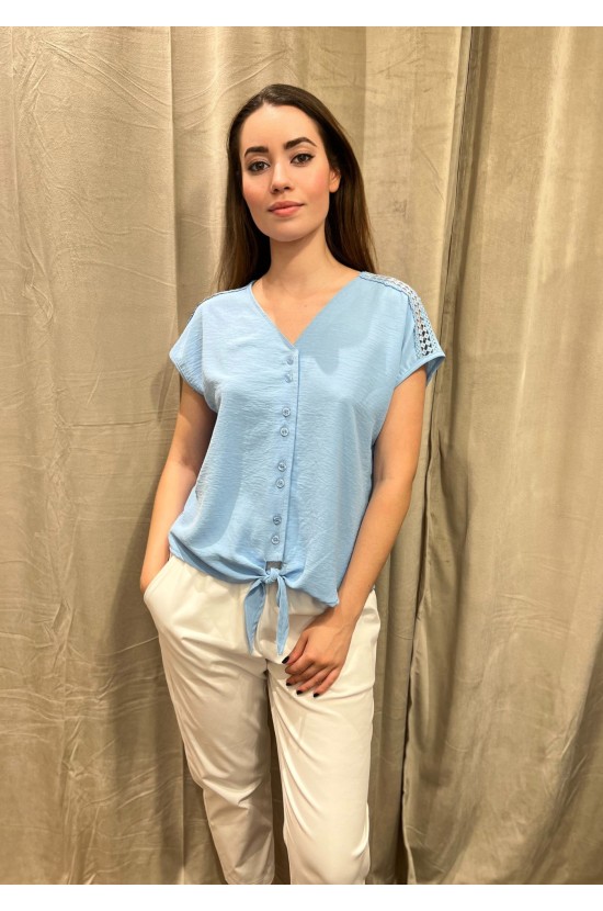 Light Blue Blouse With Design