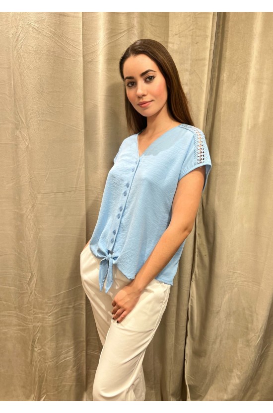 Light Blue Blouse With Design